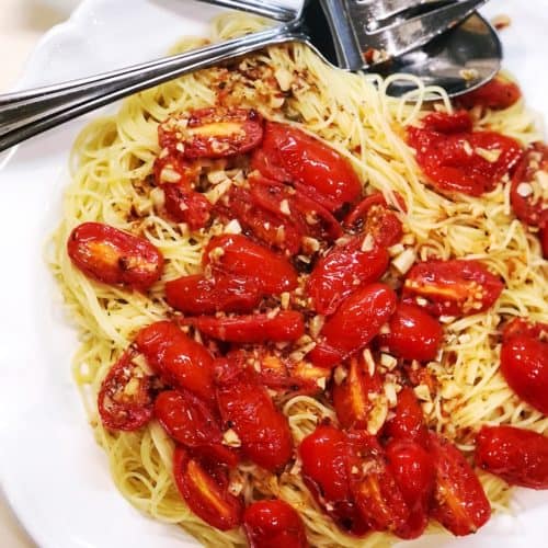 angle hair pasta with tomatoes