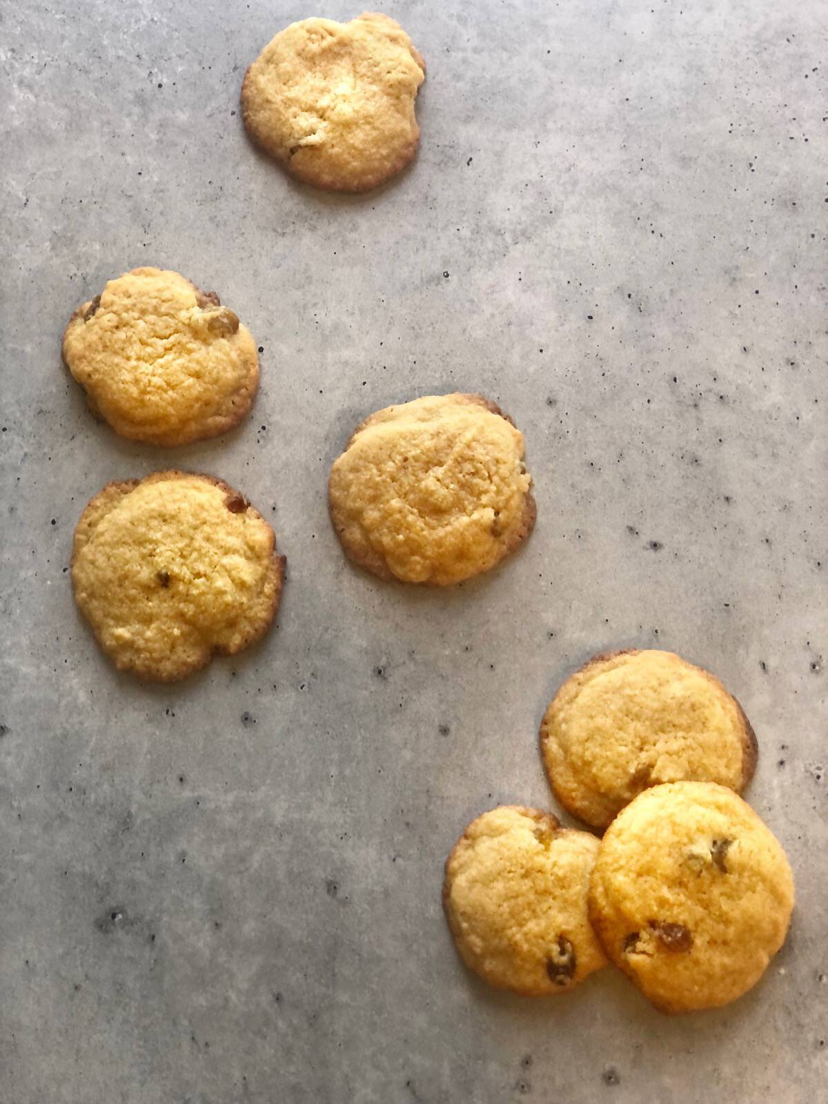 cornmeal cookies laid out
