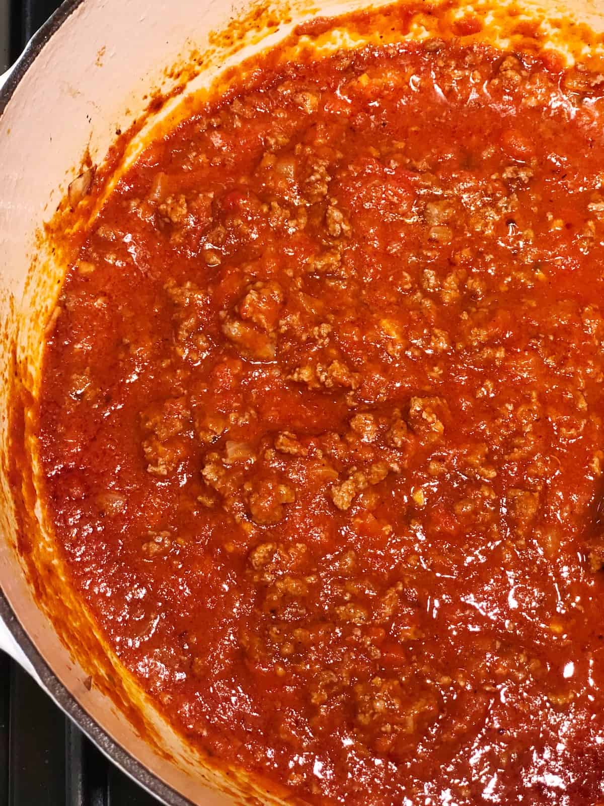 Perfect Italian meat sauce simmering