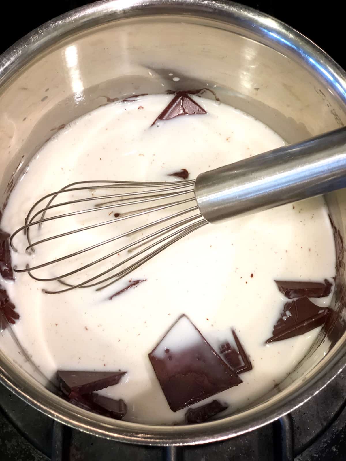 making italian hot chocolate on stovetop