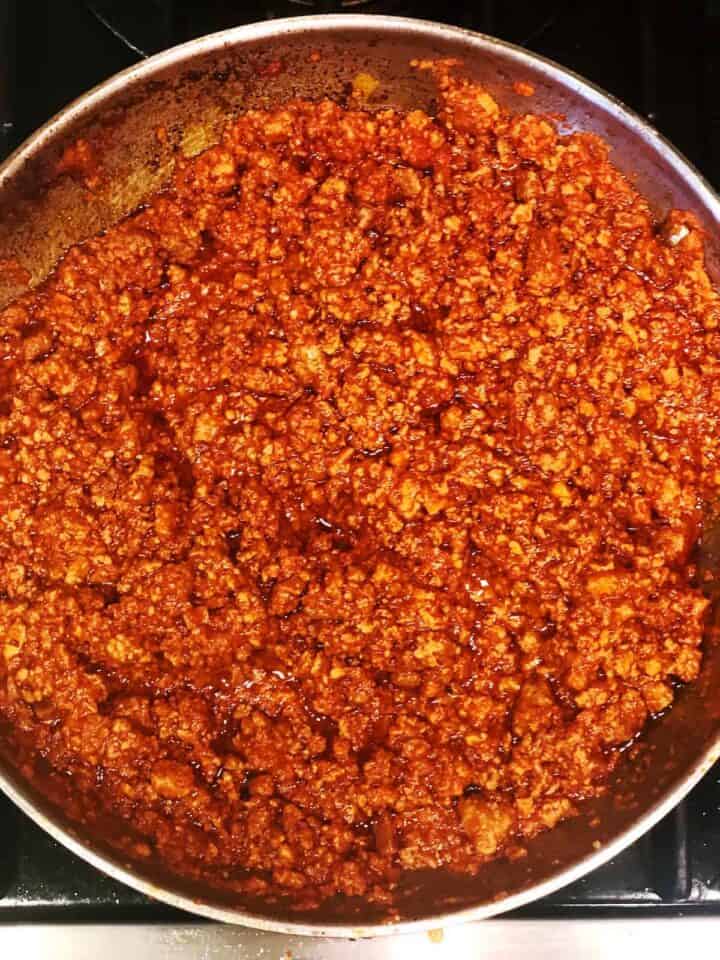 how to make ragu alla bolognese - adding tomato passata.