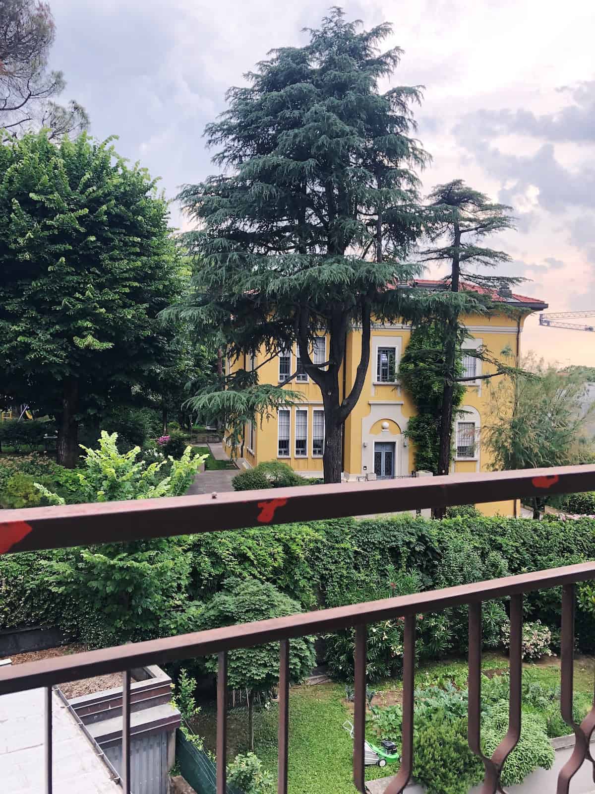 Terrace overlooking gardens.