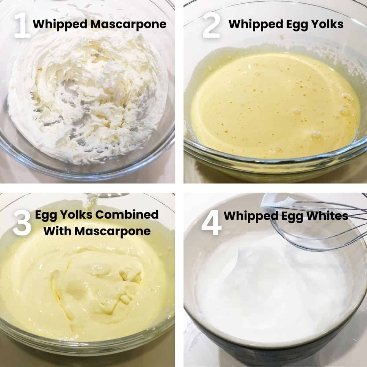 Preparing the mascarpone mixture for the Amaretto tiramisu.