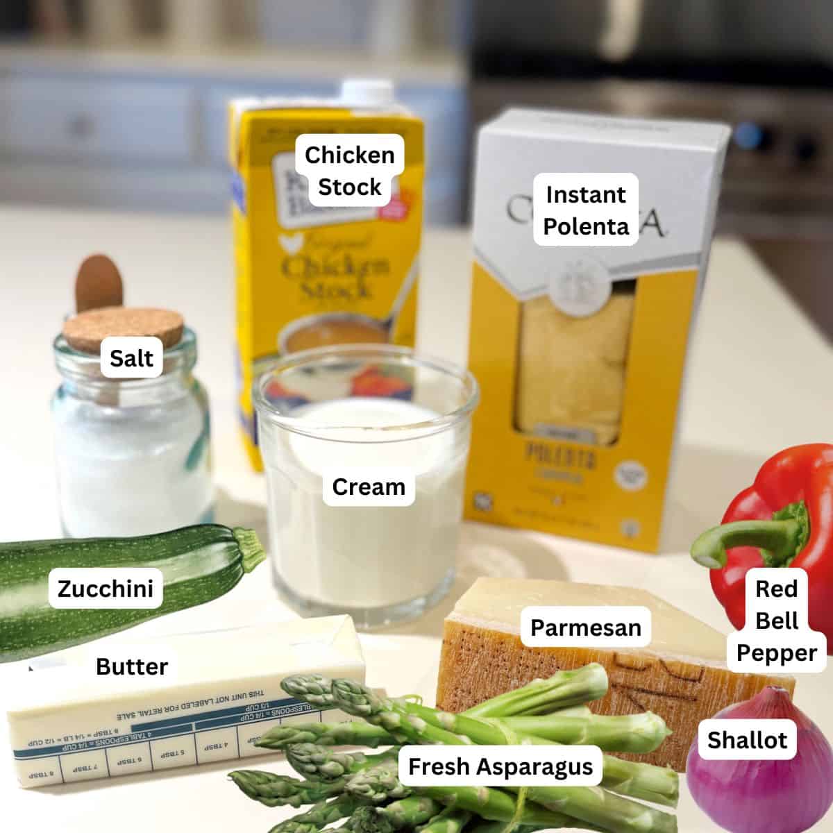 Ingredients for the polenta with roasted vegetables.
