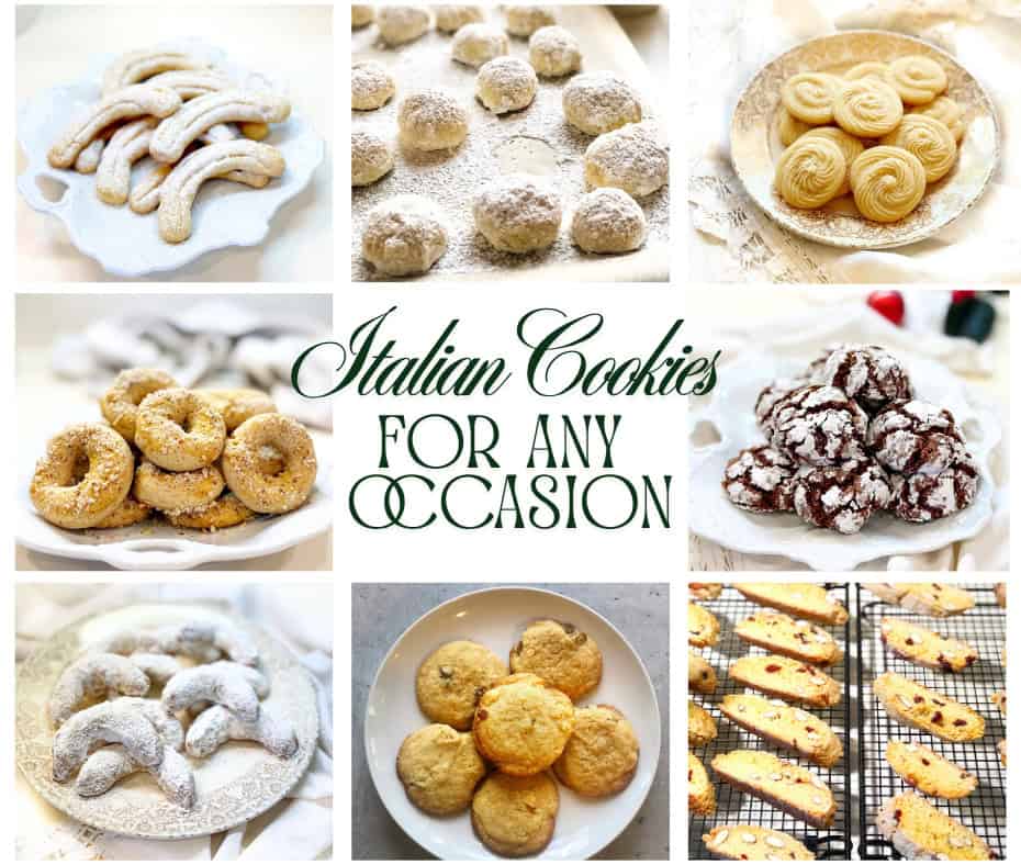 Italian cookies in a collage.