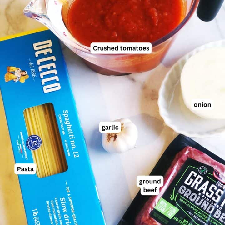 Italian meat sauce ingredients.